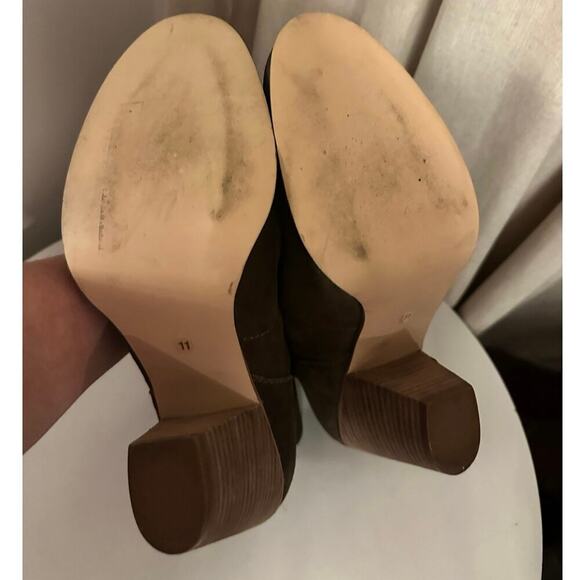 Sole Society Alba Olive Green Suede Heeled Ankle Bootie Sz. 11 Calf Suede - Picture 9 of 9